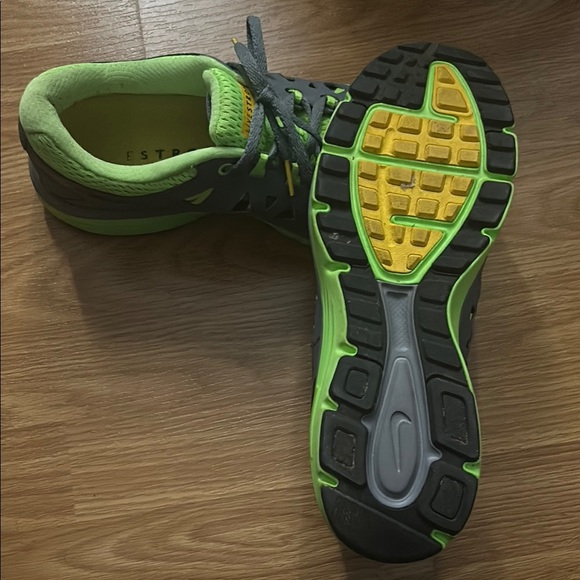 Gray and Neon Green Athletic Shoes - Picture 4 of 11